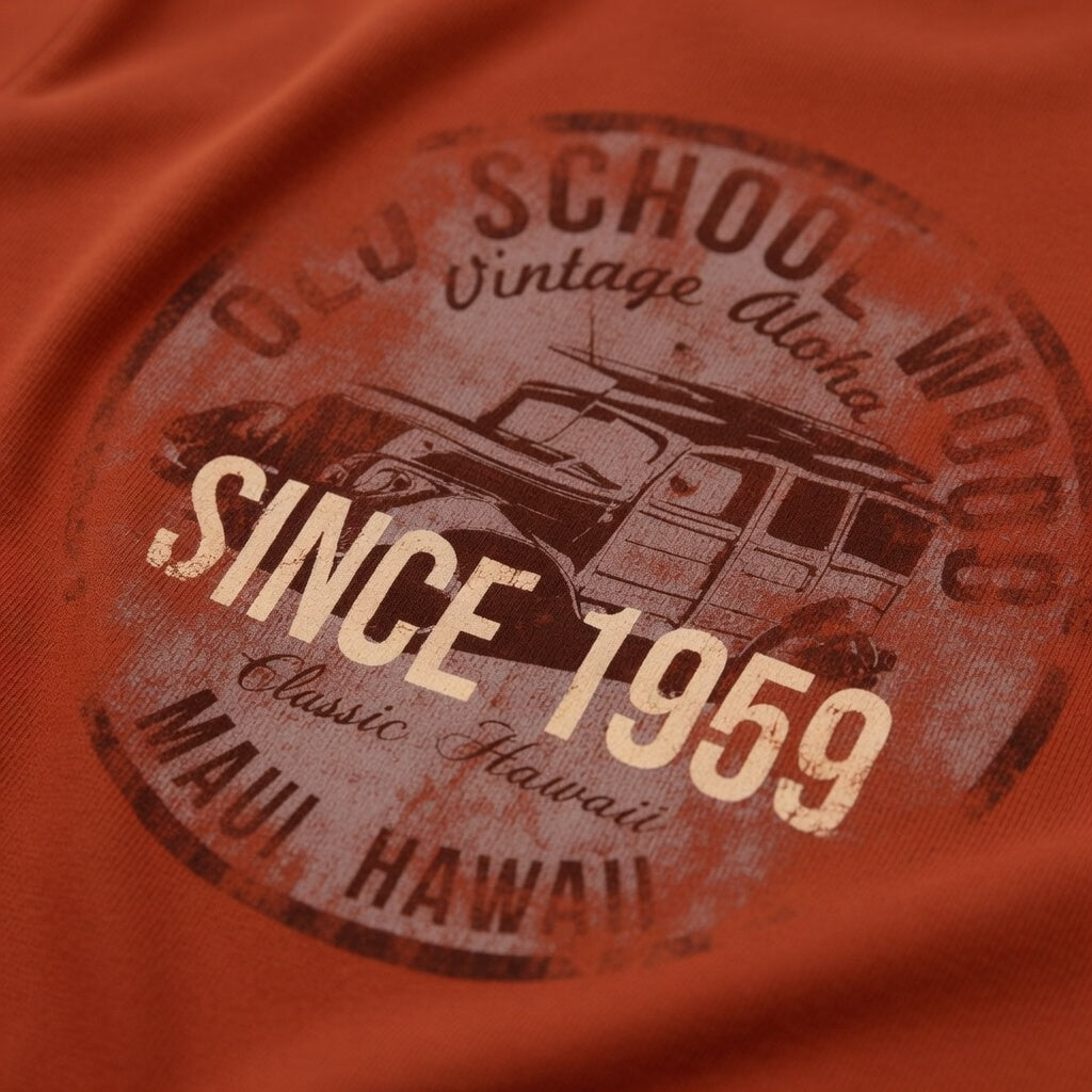 Old School Wood - Vintage Style Maui Tee